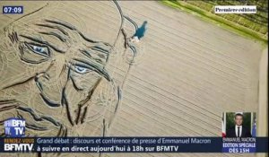 À quelques jours des 500 ans de Léonard de Vinci, il dessine son portrait dans un champ avec son tracteur