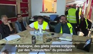 Aubagne:des "gilets jaunes" dénoncent des "mesurettes" de Macron