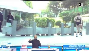 VIDEO. Benjamin Castaldi relève le défi de Cyril Hanouna et défile en petite tenue devant le tour TF1