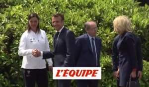Macron à Clairefontaine pour encourager les Bleues - Foot - CM 2019 (F)