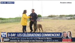 D-Day: avant le début des célébrations, la brigade cynophile sécurise une des plages du débarquement