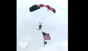 À 97 ans, ce vétéran réitère le saut en parachute qu’il avait effectué lors du Débarquement