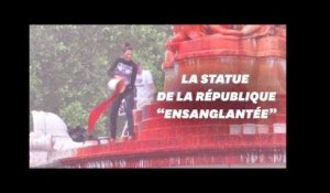 Pour la fermeture des abattoirs, la statue de République "ensanglantée"