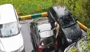 Ce papy a une méthode bien à lui pour sortir sa voiture du parking
