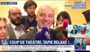 Affaire de l'arbitrage du Crédit Lyonnais: relaxé, Stéphane Richard fait part de "son immense soulagement"