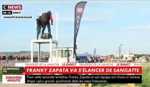 Franky Zapata vient de quitter la plage de Sangatte à bord de son Flyboard - Il tente de nouveau de traverser la Manche - VIDEO