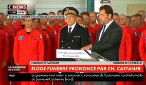 Gard: Emu aux larmes, le ministre de l'Intérieur, Christophe Castaner, rend hommage à Franck Chesneau, pilote décédé dans le crash d'un bombardier d'eau - VIDEO