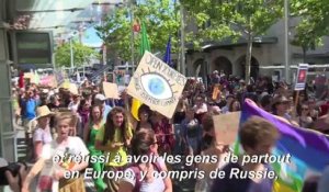 Les jeunes militants pour le climat à Lausanne avec Greta Thunberg
