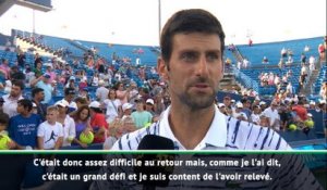 Cincinnati - Djokovic : "Content d'avoir relevé ce grand défi au retour"