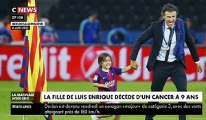 rès forte émotion après l'annonce par l’ancien sélectionneur de l’Espagne, Luis Enrique, de la mort de sa fille Xana, âgée de 9 ans, des suites d’un cancer des os