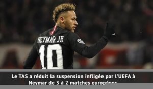 PSG - La suspension de Neymar réduite à 2 matches