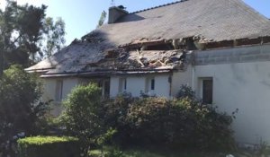 Les images des dégâts causés par le crash d'un avion de chasse belge dans le Morbihan
