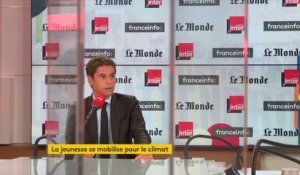 Gabriel Attal à propos de la politique environnementale du gouvernement : "Il y a eu un virage écologique très fort depuis quelques mois et on le doit notamment à la mobilisation des jeunes."