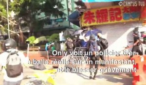 Vidéo virale à Hong Kong: pour la 1ère fois, un policier tire à balle réelle sur un manifestant