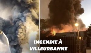 Les images de l'incendie d'un entrepôt à Villeurbanne