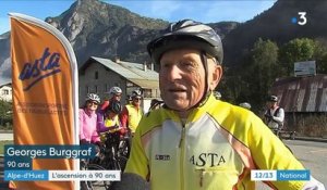 À 90 ans, l'ancien champion de moto Georges Burggraf gravit l'Alpe d'Huez à vélo
