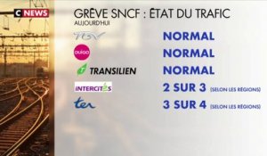 Grève SNCF : trafic normal au niveau national, compliqué au niveau régional