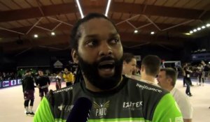 Wesley Pardin après la victoire du PAUC à Istres Provence Handball