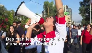 Marche féministe à Beyrouth en soutien aux protestations