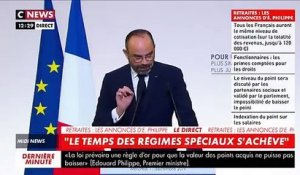 Édouard Philippe: "La valeur du point sera fixée par les partenaires sociaux et ne baissera jamais" - "Les personnes nées avant 1975 ne sont pas concernées par ce système"
