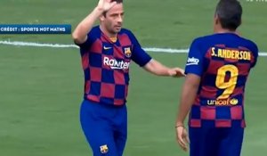 Le joli but de Giuly avec les légendes du Barca