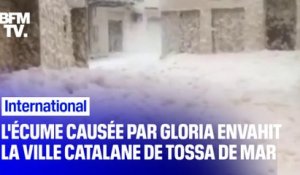 Tempête Gloria: en Espagne, l'écume envahit la ville de Tossa de Mar