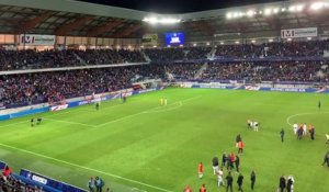 Belfort – Rennes en quart de finale de la Coupe de France au stade Bonal : les joueurs font un tour d'honneur