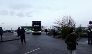 Epinal – Saint-Etienne en quart de finale de la Coupe de France au stade Marcel-Picot : départ des bus de supporters