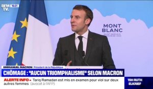 Pour Emmanuel Macron, la baisse du chômage est "une très bonne nouvelle" mais "la bataille n'est pas gagnée"