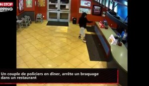 Un couple de policiers en dîner, arrête un braquage dans un restaurant (vidéo)