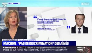 Déconfinement: Emmanuel Macron déclare qu'il n'y aura "pas de discrimination, mais plutôt des recommandations" à l'égard des aînés