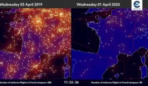 Avril 2019 vs 2020: cette animation montre la chute spectaculaire du trafic aérien en Europe