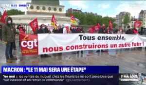 1er mai: Une dizaine de manifestants de la CGT rassemblés place de la Bastille