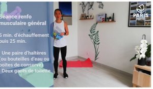 Paris chez vous : Isabelle vous propose 25 minutes de renforcement musculaire général avec gants de toilette