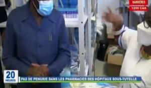 RTG / Visite du Ministre Max Limoukou dans les pharmacies des hôpitaux sous tutelle pour se rassurer de la disponibilité des stocks des produits dans les structures sanitaires