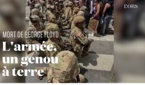 Après la mort de George Floyd aux Etats-Unis, des militaires posent leur genou à terre