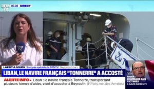 Liban: le navire français "Tonnerre", transportant plusieurs tonnes d'aides vient d'accoster à Beyrouth