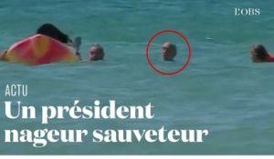 Le président portugais Marcelo Rebelo de Sousa vient en aide à deux nageuses en difficulté