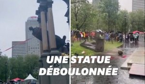 En pleine manifestation antiraciste, une statue déboulonnée à Montréal