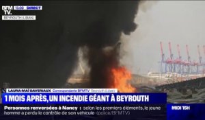 1 mois après l'explosion, un énorme incendie a lieu au port de Beyrouth