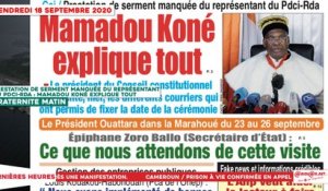 Le Titrologue du 18 Septembre 2020 : Prestation de serment manquée du représentant du PDCI-RDA, Mamadou Koné explique tout