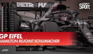Hamilton rejoint Schumacher dans l'histoire