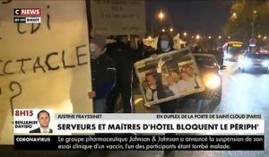 Coronavirus - Des dizaines de serveurs, cuisiniers et de maîtres d'hôtels bloquent ce matin le périphérique parisiens pour demander l'aide financière de l'Etat