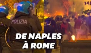 Affrontements à Rome entre manifestants d'extrême droite anti-couvre-feu et la police