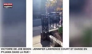 Victoire de Joe Biden : Jennifer Lawrence court et danse en pyjama dans la rue ! (vidéo)