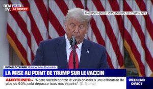 Donald Trump sur le vaccin anti-Covid de Pfizer: "Je pense que le vaccin sera approuvé très très prochainement"