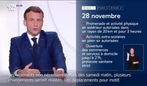 Emmanuel Macron annonce que les promenades et activités physiques en extérieur vont être autorisées dans un rayon de 20km et pour 3h