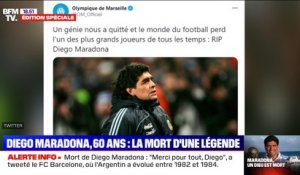Mort de Diego Maradona: les clubs français réagissent sur les réseaux sociaux