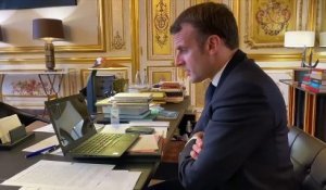 Jean Le Cam, Kevin Escoffier en visio avec Emmanuel Macron