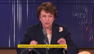 Non-réouverture des lieux culturels : "Ne recommençons pas à enfermer la décision politique dans des dates (...) Je ne prends pas d'engagement", affirme Roselyne Bachelot